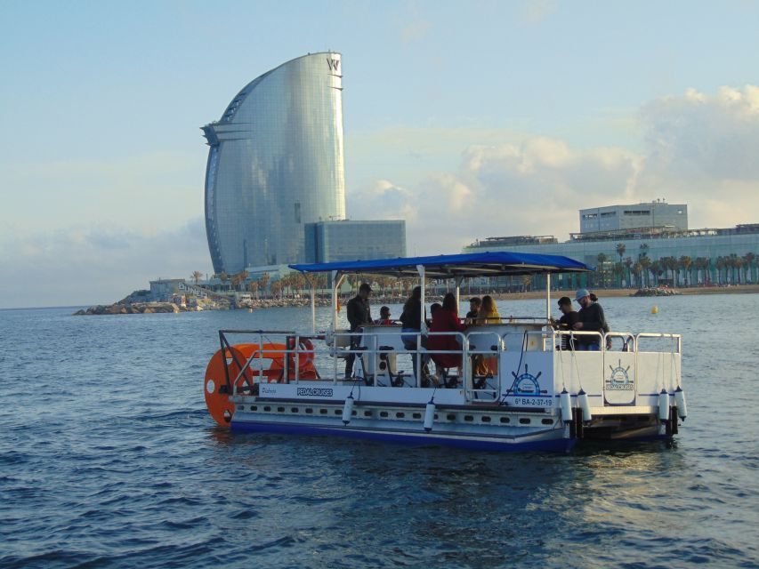 Barcelona: 1.5-Hour Private Scenic Pedal Boat Tour - What you get on board: comfort, drinks, and deck music