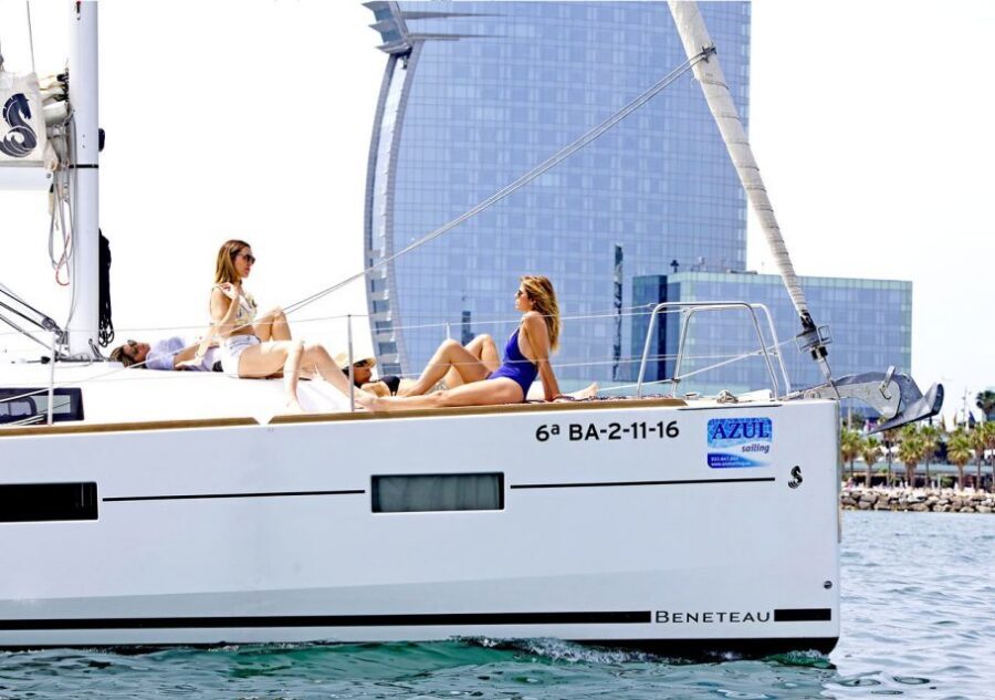 Barcelona 2 hour Mediterranean Sailing with Snacks & Drinks - Getting Oriented Fast at Port Olímpic (Moll de la Marina)