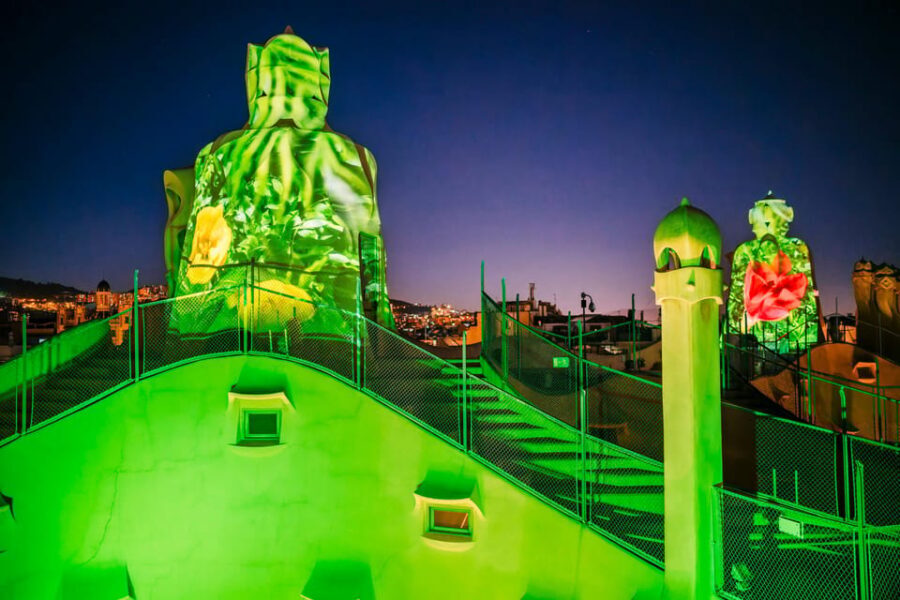 Barcelona: La Pedrera Night Experience - Rooftop video mapping and panoramic views over L’Eixample