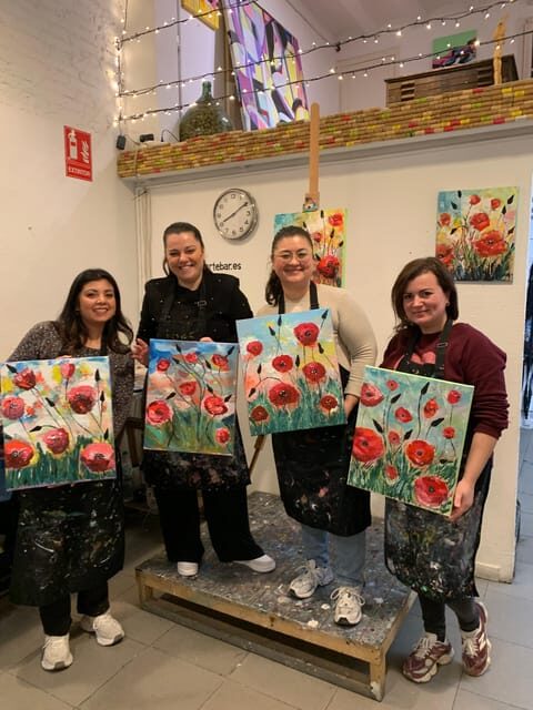 Barcelona: Learn to paint, sip wine, enjoy snacks & music - The studio setup that helps you succeed (not just participate)