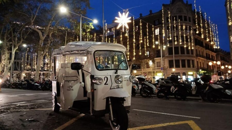 Barcelona: Private Christmas Lights Tour by Eco Tuk Tuk - Passeig de Gràcia: the holiday main street effect