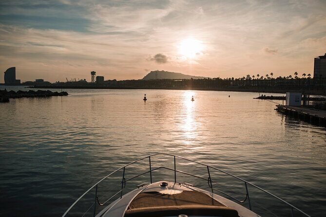 Barcelona Private Luxury Motor Yacht Sunset Cruise with Drinks - Your route: Torre Agbar, the skyline, and the Sagrada Família sea view