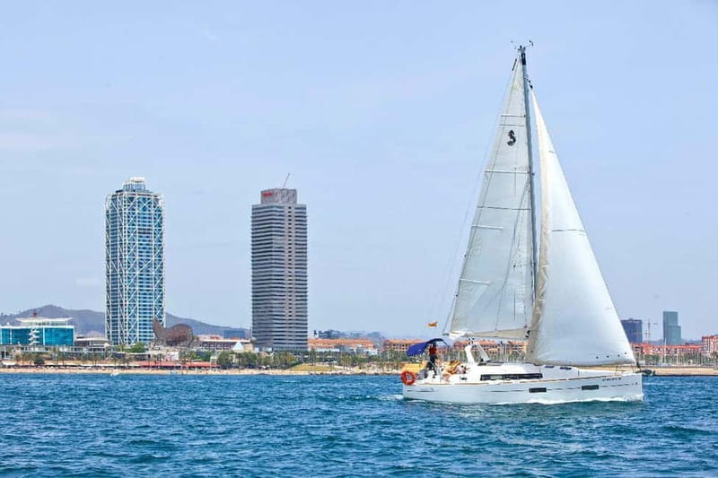 Barcelona: Private Sailing Trip with Drinks & Snacks (max 9) - Stop 1: sliding out from the old-port area
