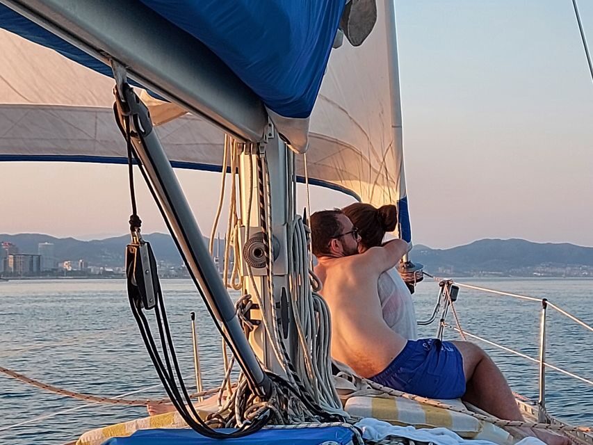Barcelona Sailing Tour Drinks, snacks Swim & Stunning Views - The swim stop: crystal water, but only when conditions are right