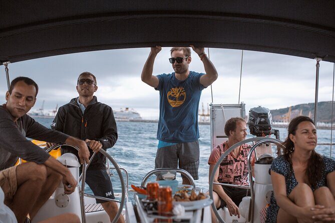Big sailboat until 12 passengers + crew from Barcelona with Cava - Spotting Sagrada Família, Tibidabo, and Torre Agbar from the water