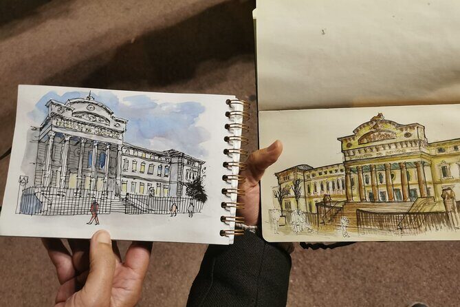 Workshop to learn Drawing and Watercolor in charming places - The 2-hour structure: from blank page to watercolor